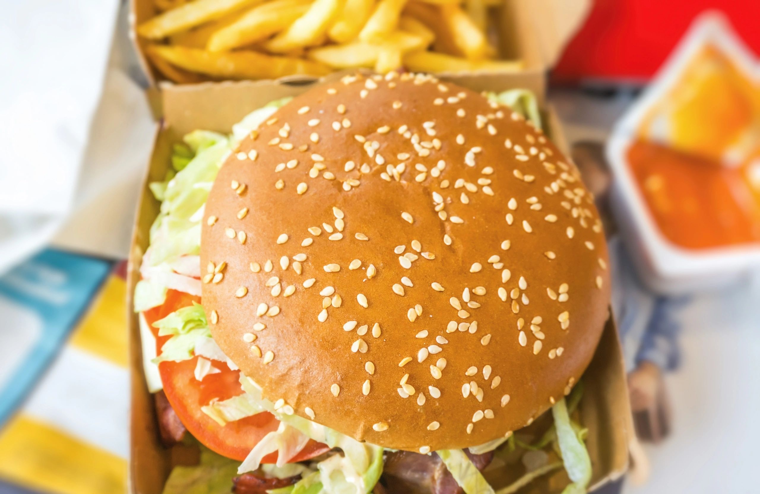 Burger with cheese and lettuce