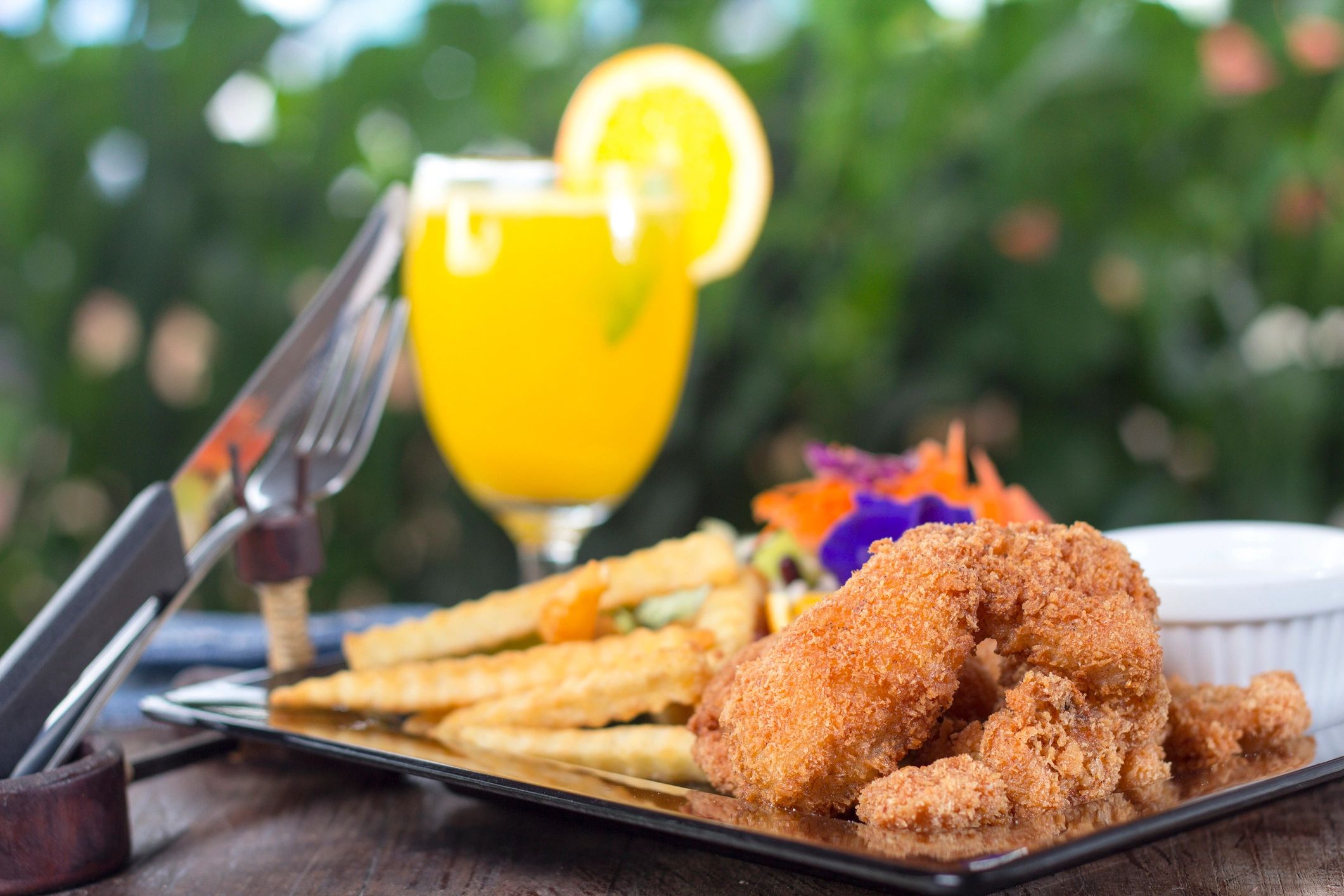 Fried chicken and fries on a plate